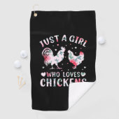 Chicken Lover | Meisje dat van kippen houdt Golfhanddoek (Insitu)