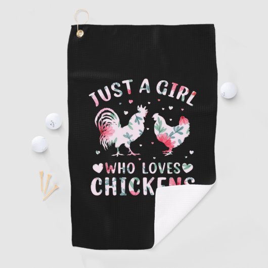 Chicken Lover | Meisje dat van kippen houdt Golfhanddoek (Insitu)