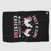 Chicken Lover | Meisje dat van kippen houdt Golfhanddoek (Horizontaal)