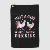 Chicken Lover | Meisje dat van kippen houdt Golfhanddoek (Voorkant)