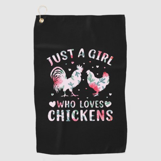 Chicken Lover | Meisje dat van kippen houdt Golfhanddoek (Voorkant)