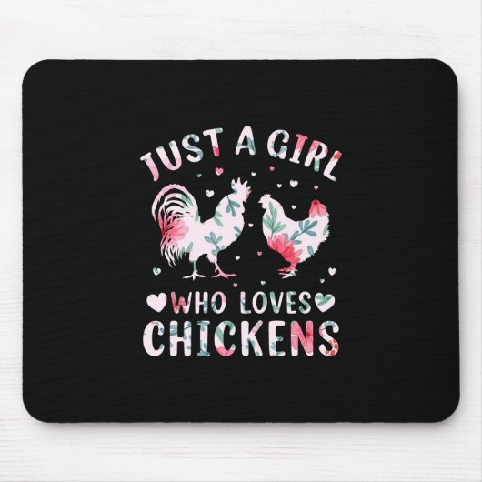 Chicken Lover | Meisje dat van kippen houdt Muismat (Voorkant)
