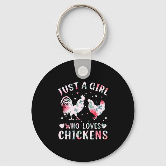 Chicken Lover | Meisje dat van kippen houdt Sleutelhanger (Voorkant)