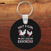 Chicken Lover | Meisje dat van kippen houdt Sleutelhanger (Voorkant)
