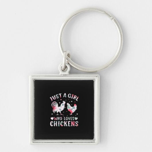 Chicken Lover | Meisje dat van kippen houdt Sleutelhanger (Voorkant)