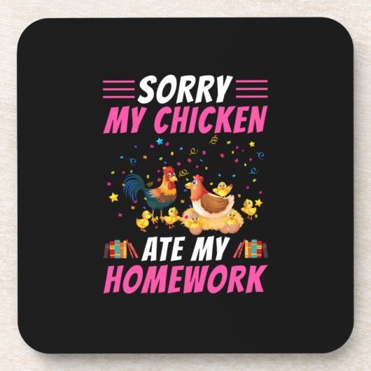 Chicken Lover | Mijn Chicken Ate My Homework Bier Onderzetter (Voorkant)