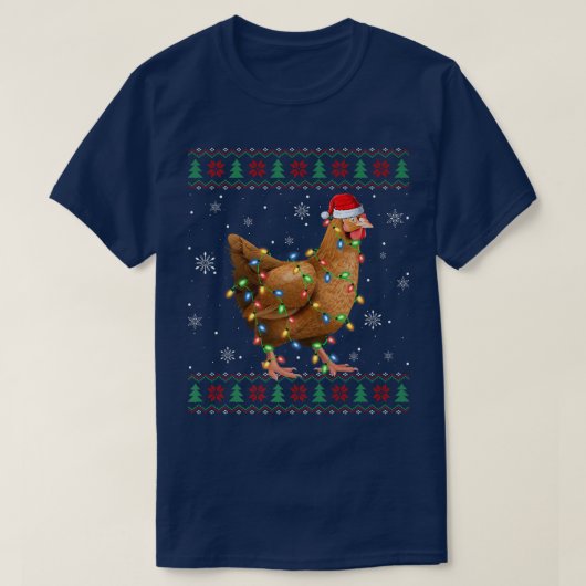 Chicken Lover Xmas Licht Santa Ugly Chicken Chris T-shirt (Design voorkant)