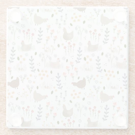 Chicken Lovers Boerderij Dier  Bloemen Glazen Onderzetter (Achterkant)