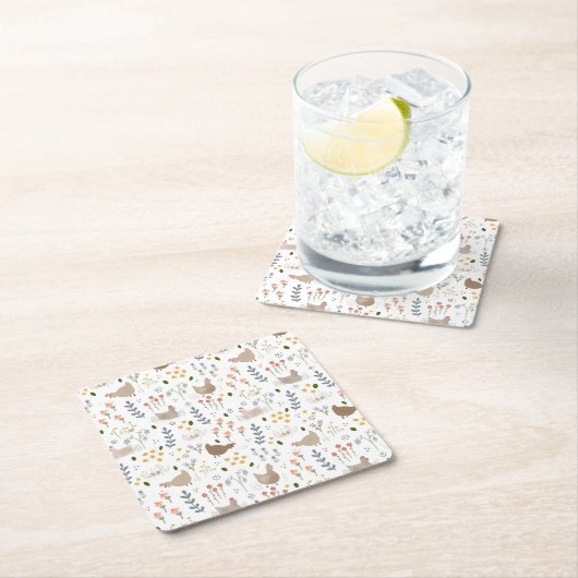 Chicken Lovers Boerderij Dier  Bloemen Kartonnen Onderzetters (Insitu)