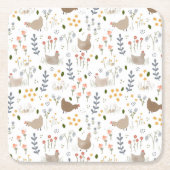 Chicken Lovers Boerderij Dier  Bloemen Kartonnen Onderzetters (Voorkant)