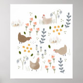 Chicken Lovers Boerderij Dier  Bloemen Poster (Voorkant)