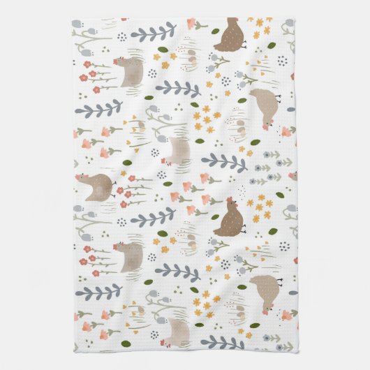 Chicken Lovers Boerderij Dier  Bloemen Theedoek (Verticaal)