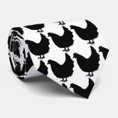 Chicken Lovers Chickens Silhouette Black and White Stropdas (Opgerold)