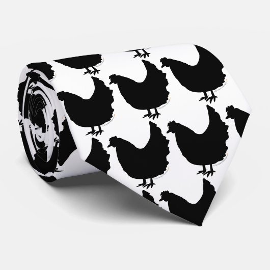 Chicken Lovers Chickens Silhouette Black and White Stropdas (Opgerold)