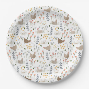 Chicken Lovers Farmyard Animal Floral Party Papieren Bordje