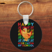Chicken Lovers Teacher Student Happy 100 Days of S Sleutelhanger (Voorkant)