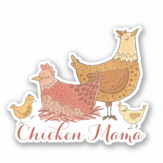 Chicken Mama Cute Sticker (Voorkant)