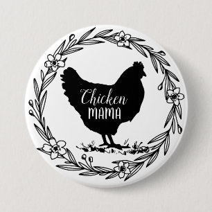 Chicken mama decorative wreath ronde button 7,6 cm