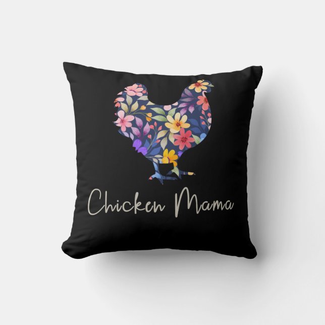 Chicken mama hen bloemen boer schatkip kussen (Voorkant)
