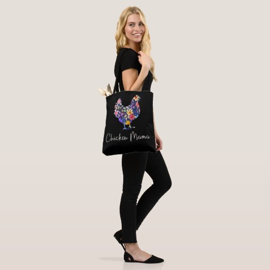 Chicken mama hen bloemen boer schatkip tote bag (Op model)