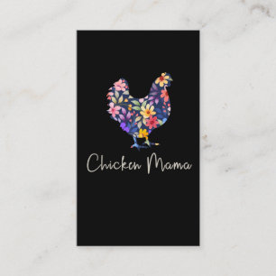 Chicken mama hen bloemen boer schatkip visitekaartje