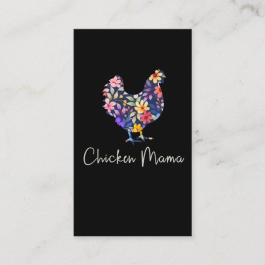 Chicken mama hen bloemen boer schatkip visitekaartje (Voorkant)