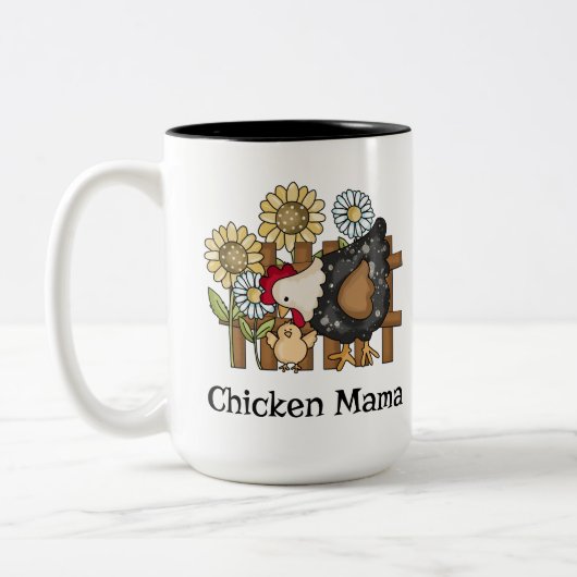 Chicken Mama | Het leven is net beter met kippen Tweekleurige Koffiemok (Links)
