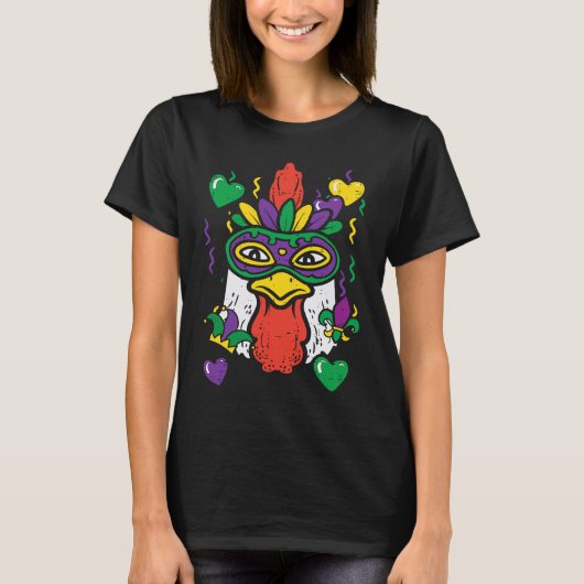 Chicken Mardi Gras Mask  Farm Outfit Men Women Kid T-shirt (Voorkant)