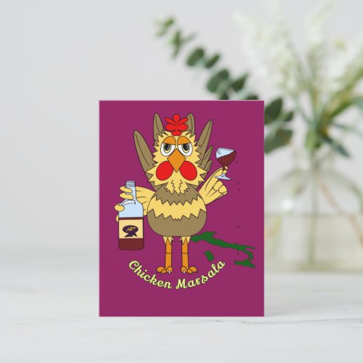 Chicken Marsala ~ Funny Chicken Briefkaart (Staand voorkant)