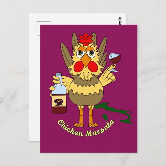 Chicken Marsala ~ Funny Chicken Briefkaart (Voorkant / Achterkant)