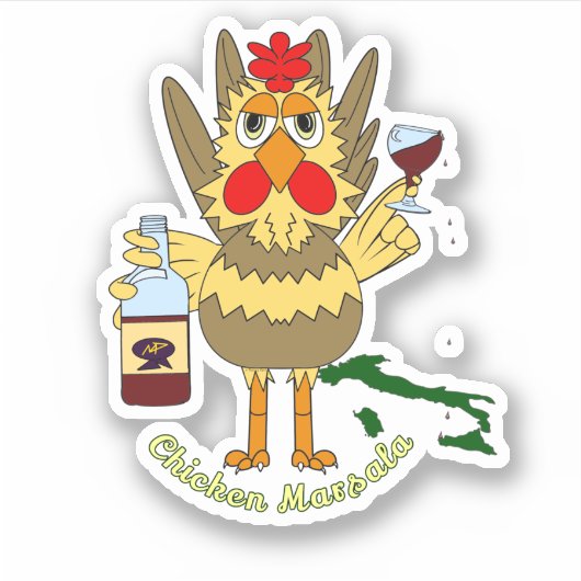 Chicken Marsala ~ Grappige Kip Sticker (Voorkant)