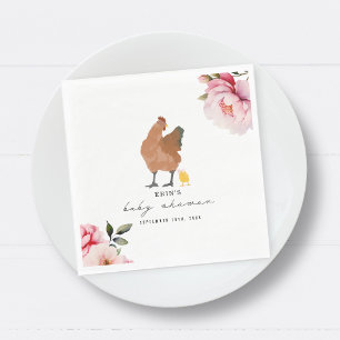 Chicken Meisje Roze Bloemen Baby shower Chick Servet