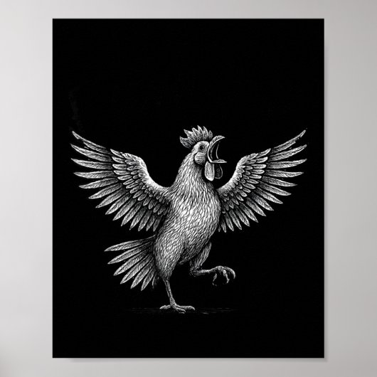 Chicken Meme Caw Funny Sayings Rooster Humor Quote Poster (Voorkant)