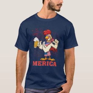 Chicken Merica Vuurwerk 4 juli Zomer Amerika T-shirt