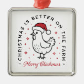 Chicken Merry Christmas country funny farm animal Metalen Ornament (Voorkant)