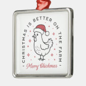 Chicken Merry Christmas country funny farm animal Metalen Ornament (Links)