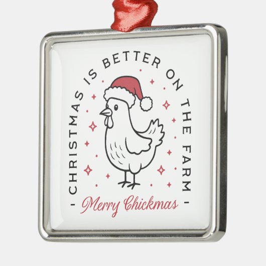 Chicken Merry Christmas country funny farm animal Metalen Ornament (Links)