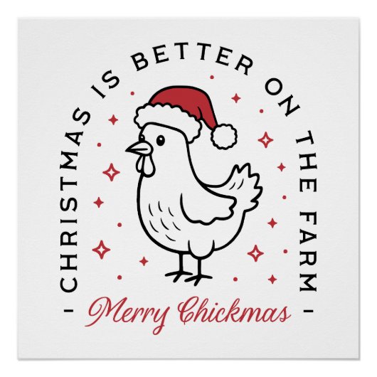 Chicken Merry Christmas country funny farm animal Perfect Poster (Voorkant)