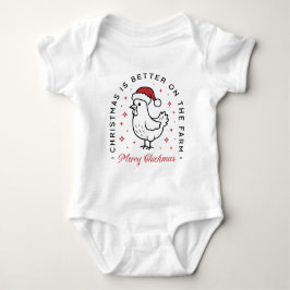 Chicken Merry Christmas funny farm animal cute Romper