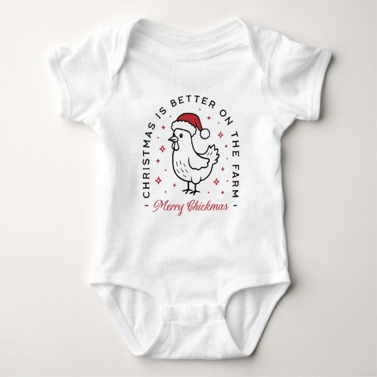 Chicken Merry Christmas funny farm animal cute Romper (Voorkant)