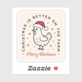 Chicken Merry Christmas funny farm red aesthetic Sticker