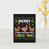 Chicken Merry Christmas Lights Santa Hat Funny Chi Kaart (Gele Bloem)