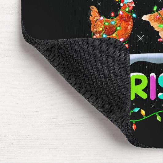 Chicken Merry Christmas Lights Santa Hat Funny Chi Muismat (Hoek)