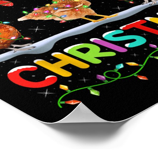 Chicken Merry Christmas Lights Santa Hat Funny Chi Poster (Hoek)