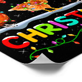 Chicken Merry Christmas Lights Santa Hat Funny Chi Poster (Hoek)