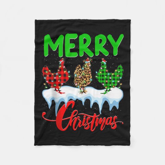 Chicken Merry Christmas Pajamas Leopard Buffalo Pl Fleece Deken (Voorkant)