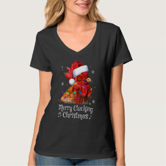 Chicken Merry Clucking Christmas Kerstman T-shirt