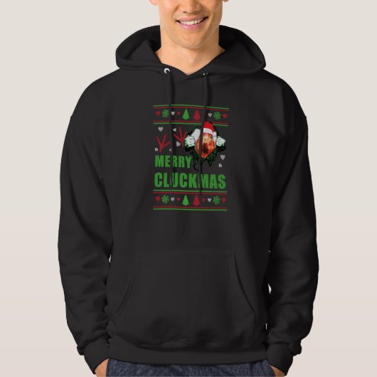 Chicken Merry Cluckmas Kerstmis Hoodie (Voorkant)