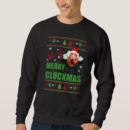 Chicken Merry Cluckmas Kerstmis Trui (Voorkant)