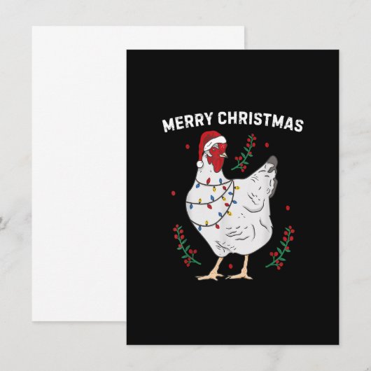 Chicken Merry-kerst Funny Santa Hat Chicken Li Kaart (Voorkant / Achterkant)